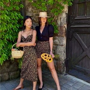 New WeWoreWhat Sunflower Midi Slip Dress